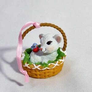 Hallmark Spring Ornament Lovey Lamb 2001 ‎ In Easter Basket